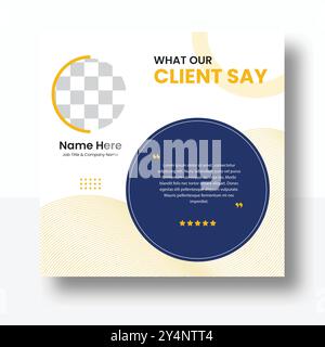 Progettazione del modello di testimonianze aziendali e layout del feedback dei clienti. Modello di revisione professionale per i clienti Illustrazione Vettoriale