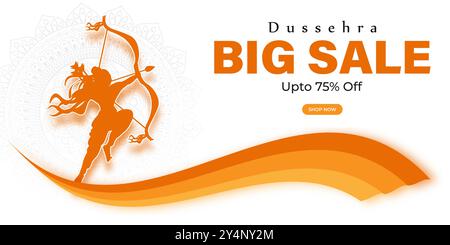 Illustrazione vettoriale del modello feed dei social media Happy Dussehra sale Illustrazione Vettoriale