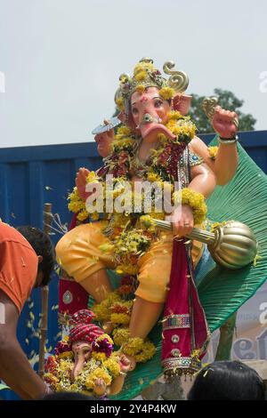 Vadodara, Gujarat / India - 15 settembre 2016: Vista ravvicinata del Lord Shree Ganesha nel giorno del festival Ganesha. Foto Stock