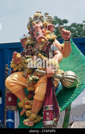 Vadodara, Gujarat / India - 15 settembre 2016: Vista ravvicinata del Lord Shree Ganesha nel giorno del festival Ganesha. Foto Stock