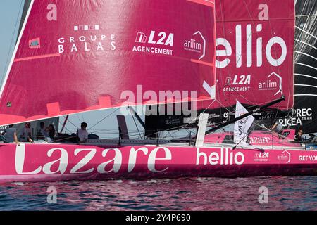 Tanguy le Turquais Lazare durante la partenza di 48 ore di le Défi Azimut, al largo di Lorient, Francia occidentale, il 15 settembre 2024 - Photo Nicolas Pehe/DPPI Credit: DPPI Media/Alamy Live News Foto Stock