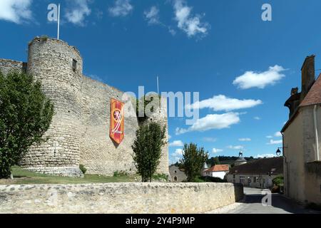 Castello fortificato di Billy, che mostra l'architettura medievale del XIII secolo nel dipartimento di Allier, Auvergne-Rhône-Alpes, Francia Foto Stock