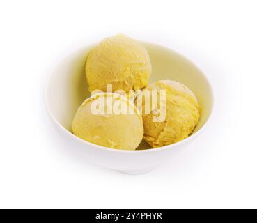 Cucchiai di banana o gelato al mango fatti in casa Foto Stock