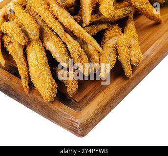 Croccante fritto di pesce europeo su legno Foto Stock