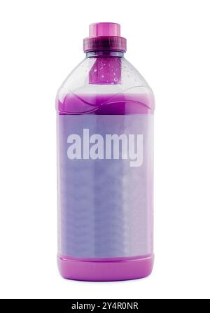 Flacone in plastica pulito pieno di detergente viola Foto Stock