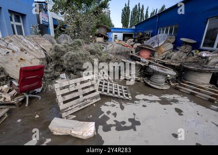 Ostrava, Repubblica Ceca. 19 settembre 2024. Dopo un'inondazione presso la società Argos, che vende materiali per impianti elettrici, a Ostrava, Repubblica Ceca, il 19 settembre 2024. Crediti: Vit Simanek/CTK Photo/Alamy Live News Foto Stock