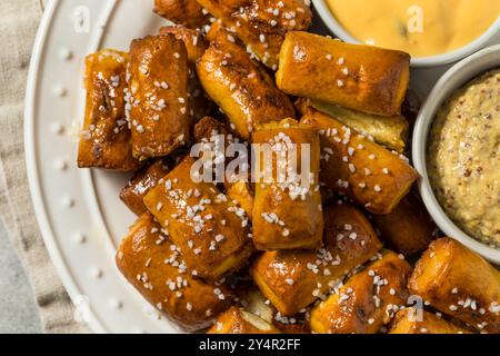 Soffici bocconcini con formaggio e senape Foto Stock