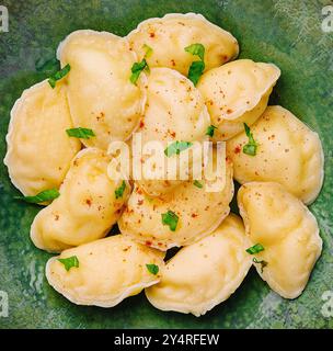 gnocchi con ricotta da vicino vista dall'alto Foto Stock