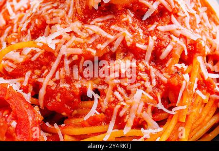 spaghetti in salsa di pomodoro e parmigiano Foto Stock