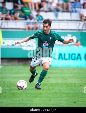 Ferrol, Spagna. 17 agosto 2024. Hypermotion League Racing Club Ferrol vs Málaga FC. Aitor Buñuel Foto Stock