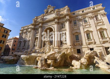 Fontana di Trevi, una delle fontane più famose al mondo, a Roma, in Italia, in Europa Foto Stock
