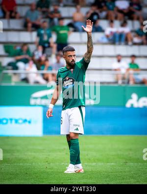 Ferrol, Spagna. 17 agosto 2024. Hypermotion League Racing Club Ferrol vs Málaga FC. Alvaro Sanz Foto Stock