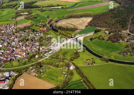 Costruzione di un nuovo ponte sul Lippe ad Ahsen vicino a Datteln. Eversumer Strasse Foto Stock