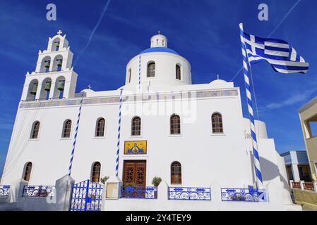 Chiesa di Ekklisia Agios Onoufrios a Oia, Santorini, Grecia, Europa Foto Stock