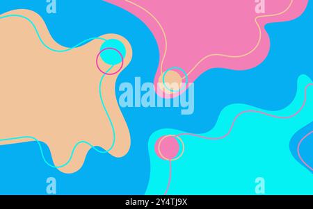 Sfondo astratto con forme blu, rosa e pesca, perfetto per progetti di design moderni, arte digitale, branding e grafica sui social media. Illustrazione Vettoriale