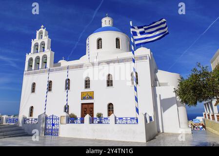 Chiesa di Ekklisia Agios Onoufrios a Oia, Santorini, Grecia, Europa Foto Stock