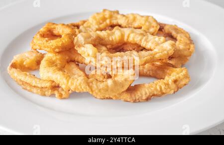 Porzione di anelli di seppia fritti Foto Stock