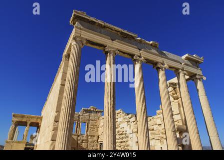 Eretteo (Eretteo), un antico tempio greco presso l'Acropoli di Atene, Grecia, Europa Foto Stock