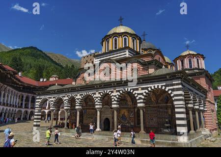 Monastero di Rila, il più grande monastero ortodosso orientale dei Monti Rila, Bulgaria, Europa Foto Stock