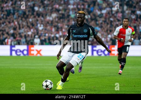 AM Ball Victor Boniface (Bayer Leverkusen, n. 22) Feyenoord Rotterdam vs. Bayer Leverkusen, Fussball, Champions League, 1. Spieltag, Saison 2024/2025, 19.09.2024 foto: Eibner-Pressefoto/Justin Derondeau Foto Stock