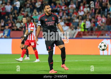 Belgrado, Serbia. 19 settembre 2024. Vangelis Pavlidis del Benfica durante la fase MD1 della UEFA Champions League 2024/25 tra il Crvena Zvezda e il Benfica al Rajko Mitic Stadium il 19 settembre 2024. Crediti: Dimitrije Vasiljevic/Alamy Live News Foto Stock