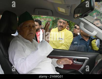 Nuova Delhi, India. 19 settembre 2024. NUOVA DELHI, INDIA - 19 SETTEMBRE: Rashtriya Janata dal (RJD) capo Lalu Prasad Yadav durante il lancio della campagna nazionale di adesione alle parti il 19 settembre 2024 a nuova Delhi, India. (Foto di Sonu Mehta/Hindustan Times/Sipa USA) credito: SIPA USA/Alamy Live News Foto Stock