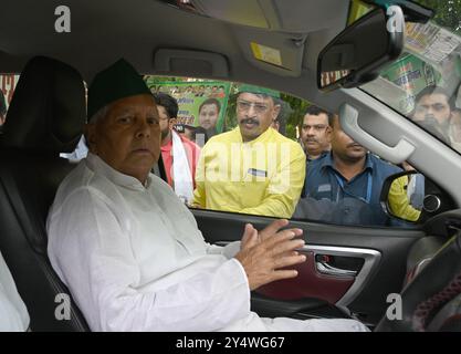 Nuova Delhi, India. 19 settembre 2024. NUOVA DELHI, INDIA - 19 SETTEMBRE: Rashtriya Janata dal (RJD) capo Lalu Prasad Yadav durante il lancio della campagna nazionale di adesione alle parti il 19 settembre 2024 a nuova Delhi, India. (Foto di Sonu Mehta/Hindustan Times/Sipa USA) credito: SIPA USA/Alamy Live News Foto Stock