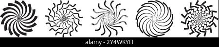 Una serie di cinque vortici in bianco e nero. Illustrazione vettoriale Illustrazione Vettoriale
