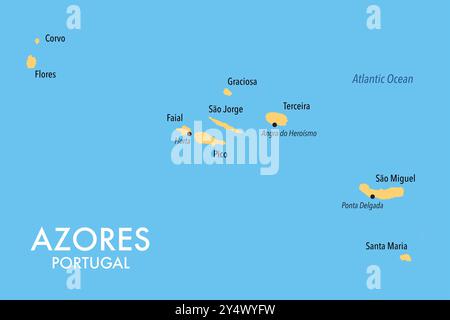 Mappa delle isole Azzorre del Portogallo Foto Stock
