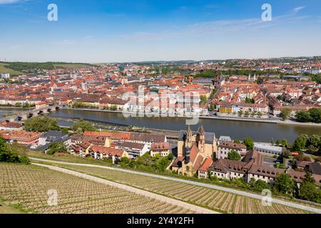 Vista aerea panoramica della storica città di Würzburg, Baviera, Germania Foto Stock