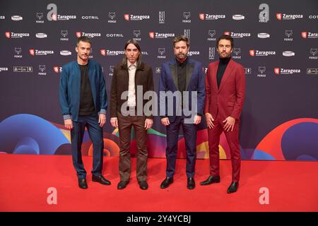 Pucho, Guillermo Galvan, Jorge Gonzalez, Juan Manuel Latorre, Alvaro B. Baglietto, David Garcia di Vetusa Morla partecipa ai Feroz Awards 2022 - Red Carpet all'Auditorium il 29 gennaio 2022 a Saragozza, Spagna. Foto Stock