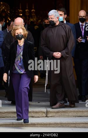 L'ex regina Sofia partecipa al tradizionale Ringraziamento al Cristo di Medinaceli alla chiesa di Gesù di Medinaceli il 4 marzo 2022 a Madrid, in Spagna. Foto Stock