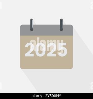 Design a icona del calendario piatto che mostra l'anno 2025 Illustrazione Vettoriale