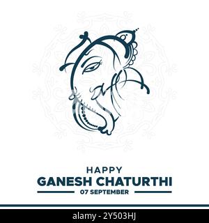 Happy Ganesh Chaturthi, 7 settembre, biglietto di auguri Ganesh Chaturthi, modello di social media, illustrazione vettoriale, illustrazioni di stock, Ganesh Chaturthi Illustrazione Vettoriale