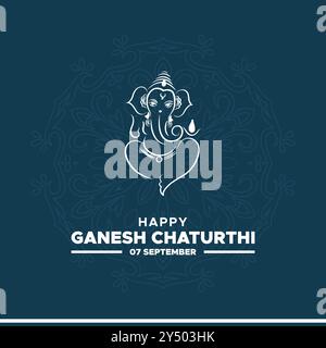 Happy Ganesh Chaturthi, 7 settembre, biglietto di auguri Ganesh Chaturthi, modello di social media, illustrazione vettoriale, illustrazioni di stock, Ganesh Chaturthi Illustrazione Vettoriale