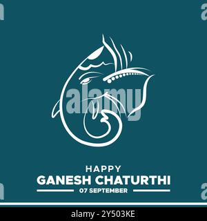 Happy Ganesh Chaturthi, 7 settembre, biglietto di auguri Ganesh Chaturthi, modello di social media, illustrazione vettoriale, illustrazioni di stock, Ganesh Chaturthi Illustrazione Vettoriale