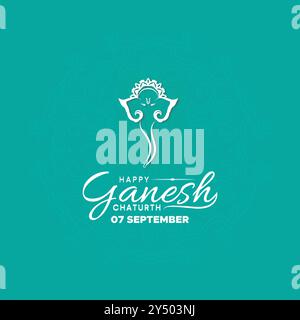 Happy Ganesh Chaturthi, 7 settembre, biglietto di auguri Ganesh Chaturthi, modello di social media, illustrazione vettoriale, illustrazioni di stock, Ganesh Chaturthi Illustrazione Vettoriale