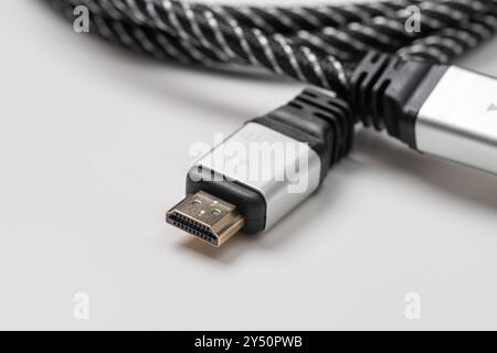 Tipo standard di connettore e cavo HDMI. Foto Stock