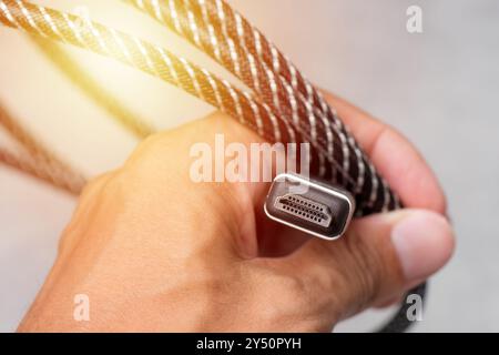 Tipo standard di connettore e cavo HDMI. Foto Stock