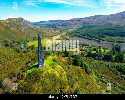 Vista aerea dal drone del Murray's Monument nel Galloway Forest Park e all'interno del nuovo Galloway National Park, Dumfries and Galloway, Scotland, U Foto Stock