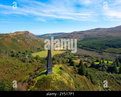 Vista aerea dal drone del Murray's Monument nel Galloway Forest Park e all'interno del nuovo Galloway National Park, Dumfries and Galloway, Scotland, U Foto Stock