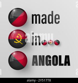 Realizzato in Angola grafica ed etichetta. Elemento di impatto per l'uso che si desidera fare di esso. Illustrazione Vettoriale