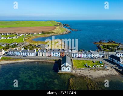 Vista aerea dal drone dell'Isola di Whithorn all'interno del nuovo Parco Nazionale Galloway, Dumfries e Galloway, Scozia, Regno Unito Foto Stock