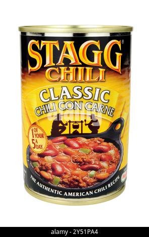 Stagg classico di manzo in scatola con carne con pinto e fagioli renali in lattina da 400 g. Foto Stock