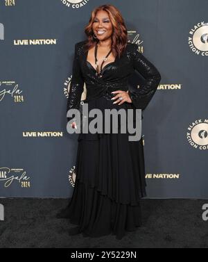 Los Angeles, Stati Uniti. 19 settembre 2024. Mona Scott-Young arriva al Black Music Action Coalition Gala del 2024, tenutosi al Beverly Hilton di Beverly Hills, CALIFORNIA, giovedì, 19 settembre 2024. (Foto di Sthanlee B. Mirador/Sipa USA) credito: SIPA USA/Alamy Live News Foto Stock