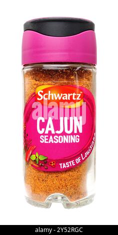 Spezie miste per condimento Cajun Schwartz in un vaso di vetro da 44 g. Foto Stock