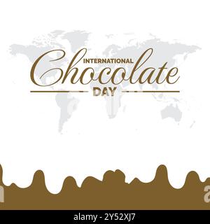 Giornata internazionale del cioccolato, biglietto d'auguri per la giornata del cioccolato, modello modificabile sui social media, illustrazione stock, tipografia della giornata internazionale del cioccolato. Illustrazione Vettoriale