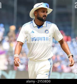 20 settembre 2024, M A Chidambaram Stadium, Tamil Nadu, INDIA: Bangladesh Tour of India 2024:.1st test - 2nd Day. India V Bangladesh :. In azione Akash Deep (Credit Image: © Seshadri Sukumar/ZUMA Press Wire) SOLO PER USO EDITORIALE! Non per USO commerciale! Foto Stock