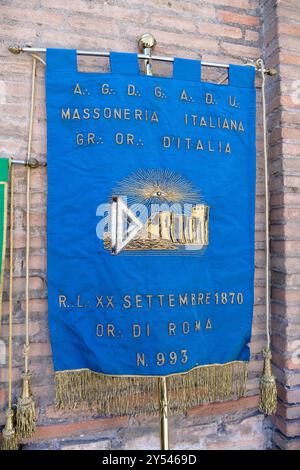 Cerimonia dell'ubbidienza massonica del grande Oriente d'Italia GOI, la più antica e numerosa istituzione massonica regolare italiana, in occasione dell'anniversario della Breccia di porta Pia del 20 settembre 1870 che pose termine allo Stato Pontificio. Roma, Venerdì 20 settembre 2024 (foto Mauro Scrobogna / LaPresse) cerimonia dell'obbedienza massonica del Gran Oriente d'Italia GOI, la più antica e grande istituzione massonica regolare italiana, in occasione dell'anniversario della breccia di porta Pia il 20 settembre 1870 che pose fine allo Stato Pontificio. Roma, venerdì 20 settembre 202 Foto Stock