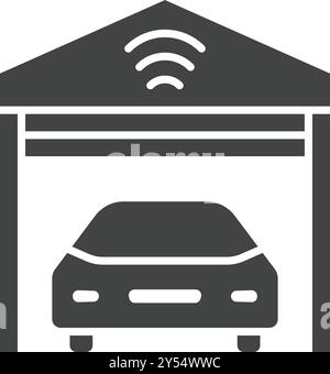 Immagine vettoriale dell'icona Smart Garage. Adatto per applicazioni mobili applicazioni Web e supporti di stampa. Illustrazione Vettoriale